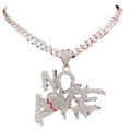 OLIH2 Iced Out Chain No Love Chain Cuban Link Chain Diamond Necklace Mens Necklace Chain Chains for Men (20 inch Small Silver)